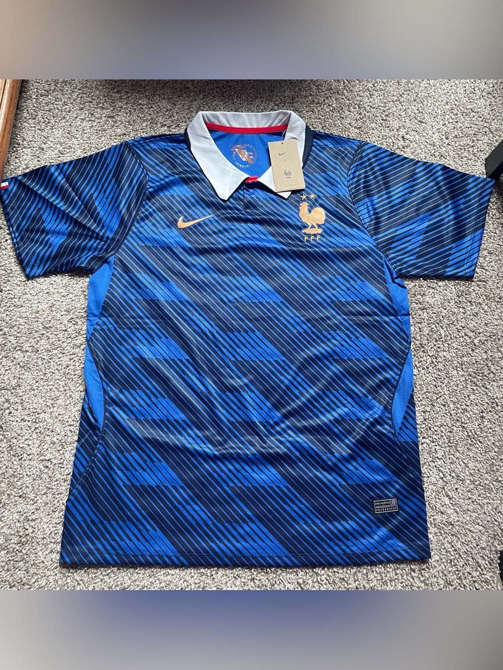 Nike Men’s Blue and Black France Football Jersey